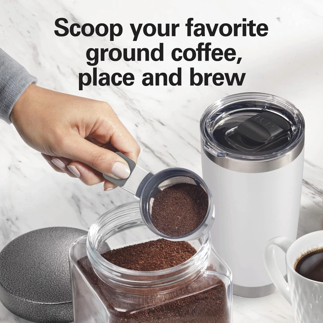 Alt view image 2 of 7 - Hamilton Beach 47621 The Scoop Single Serve Coffee Maker & Fast Grounds Brewer for 8-14oz. Cups, Brews in Minutes, Next Gen, White