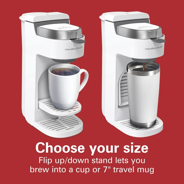 Alt view image 4 of 7 - Hamilton Beach 47621 The Scoop Single Serve Coffee Maker & Fast Grounds Brewer for 8-14oz. Cups, Brews in Minutes, Next Gen, White