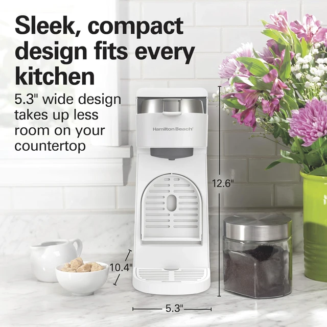 Alt view image 7 of 7 - Hamilton Beach 47621 The Scoop Single Serve Coffee Maker & Fast Grounds Brewer for 8-14oz. Cups, Brews in Minutes, Next Gen, White