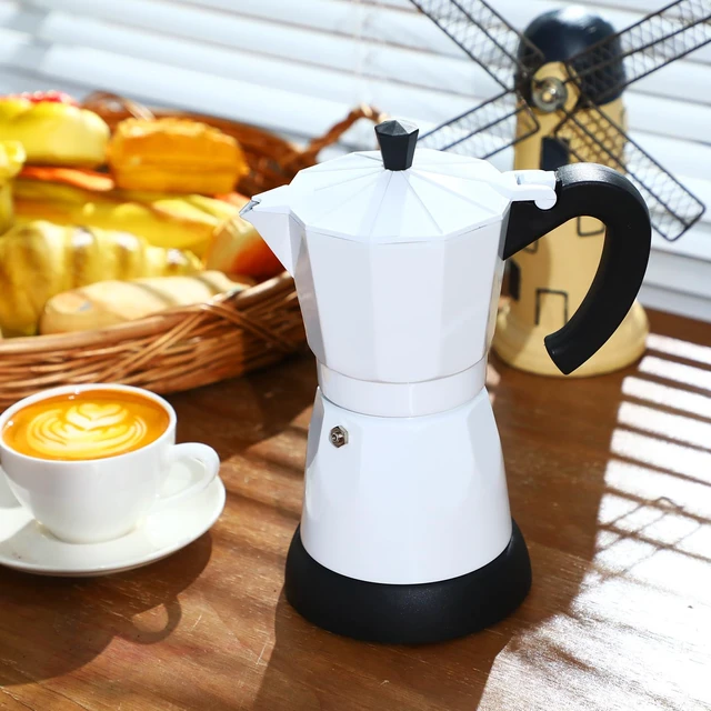 Alt view image 7 of 7 - Lemosae 6 Cup Electric Espresso Coffee Maker 300ml Aluminum,White | Italian Coffee Pot Moka Maker, Portable Detachable Electric Base, Stovetop-free Operation for Home Travel, Holiday Gift