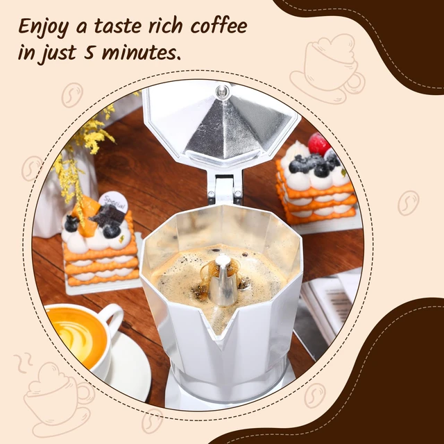 Alt view image 3 of 7 - Lemosae 6 Cup Electric Espresso Coffee Maker 300ml Aluminum,White | Italian Coffee Pot Moka Maker, Portable Detachable Electric Base, Stovetop-free Operation for Home Travel, Holiday Gift
