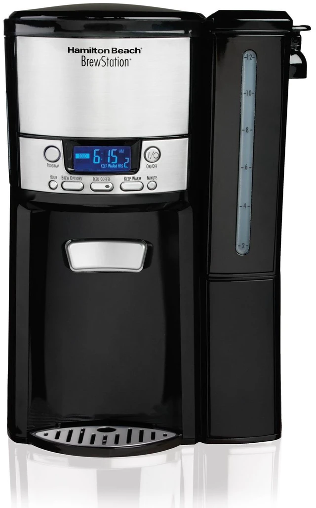 Main image of Hamilton Beach One Press Programmable Dispensing 12 Cup Coffee Maker with Internal Coffee Pot, Stays Warm and Fresh for Hours, 60 oz. Removable Reservoir, Black (47900)