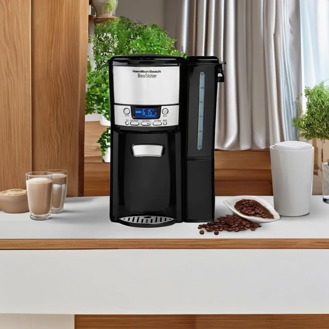 Alt view image 5 of 7 - Hamilton Beach One Press Programmable Dispensing 12 Cup Coffee Maker with Internal Coffee Pot, Stays Warm and Fresh for Hours, 60 oz. Removable Reservoir, Black (47900)