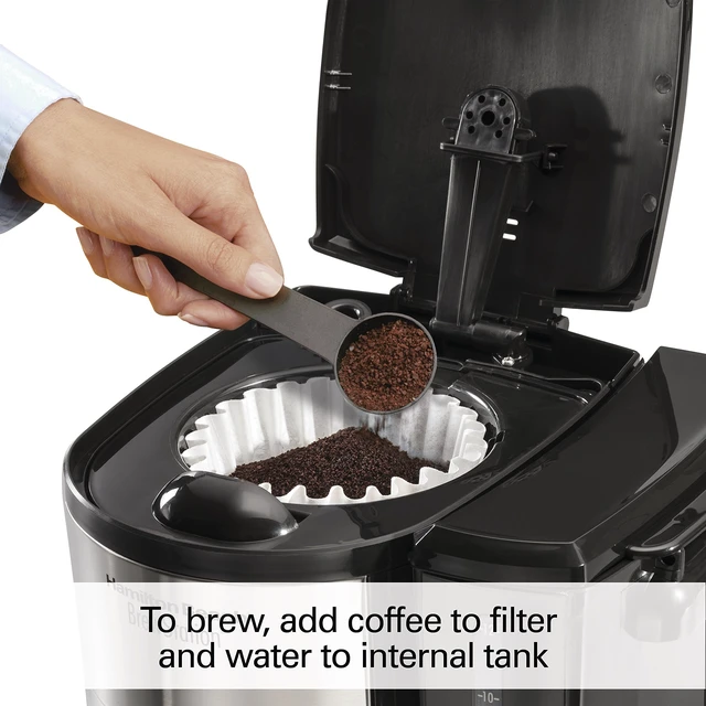 Alt view image 6 of 7 - Hamilton Beach One Press Programmable Dispensing 12 Cup Coffee Maker with Internal Coffee Pot, Stays Warm and Fresh for Hours, 60 oz. Removable Reservoir, Black (47900)
