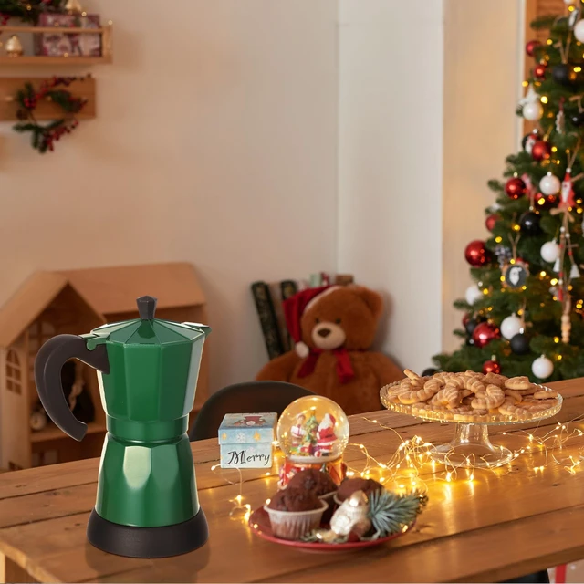 Alt view image 7 of 7 - Lemosae 6 Cup Electric Espresso Coffee Maker 300ml Aluminum,Dark Green | Italian Coffee Pot Moka Maker, Portable Detachable Electric Base, Stovetop-free Operation for Home Travel, Holiday Gift