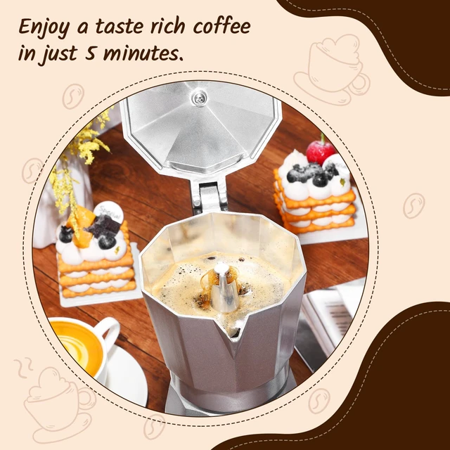Alt view image 2 of 7 - Lemosae 6 Cup Electric Espresso Coffee Maker 300ml Aluminum,Silver | Italian Coffee Pot Moka Maker, Portable Detachable Electric Base, Stovetop-free Operation for Home Travel, Holiday Gift