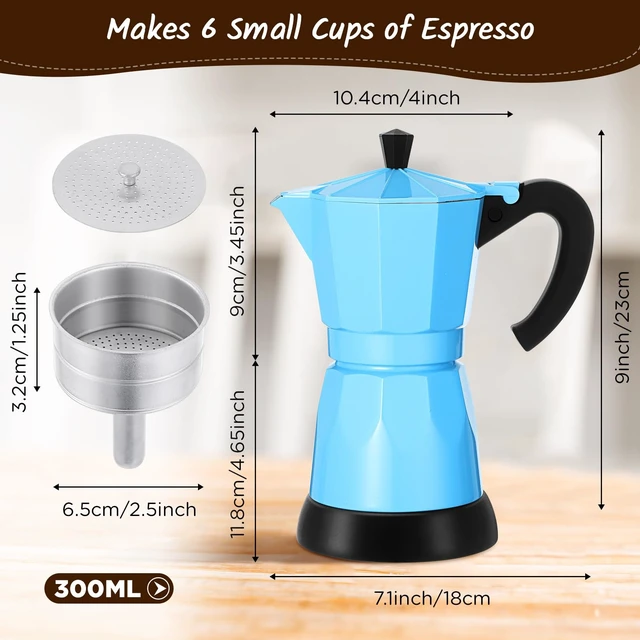 Alt view image 2 of 7 - Lemosae 6 Cup Electric Espresso Coffee Maker 300ml Aluminum,Blue | Italian Coffee Pot Moka Maker, Portable Detachable Electric Base, Stovetop-free Operation for Home Travel, Holiday Gift