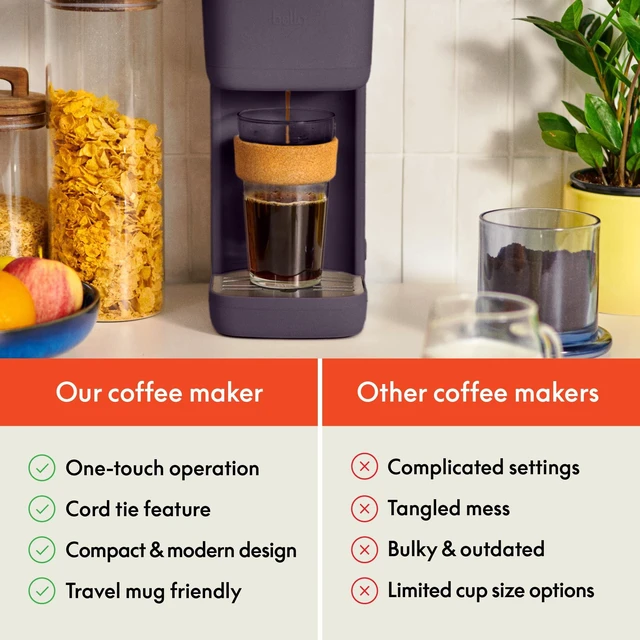 Alt view image 3 of 7 - bella K Cup Coffee Maker w/ Water Tank, Plum