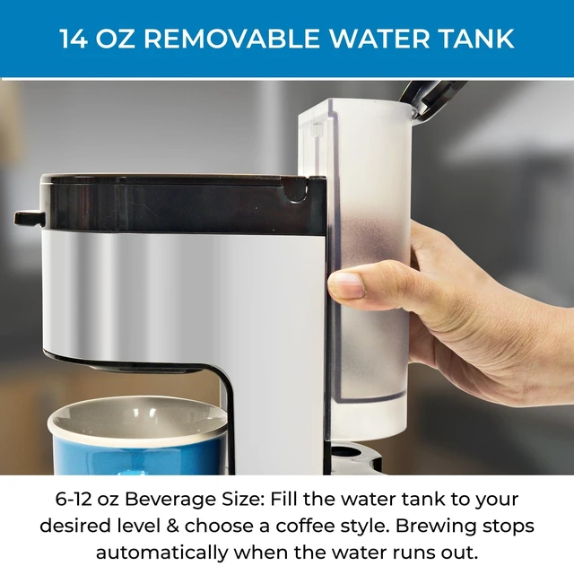 Alt view image 5 of 5 - Koolatron Kenmore Single Serve Coffee Maker with Travel Mug, Black | 612 Oz Brew Sizes, Compatible with Keurig KCup Pods & Ground Coffee, One Cup Brewer, Hot & Iced Machine