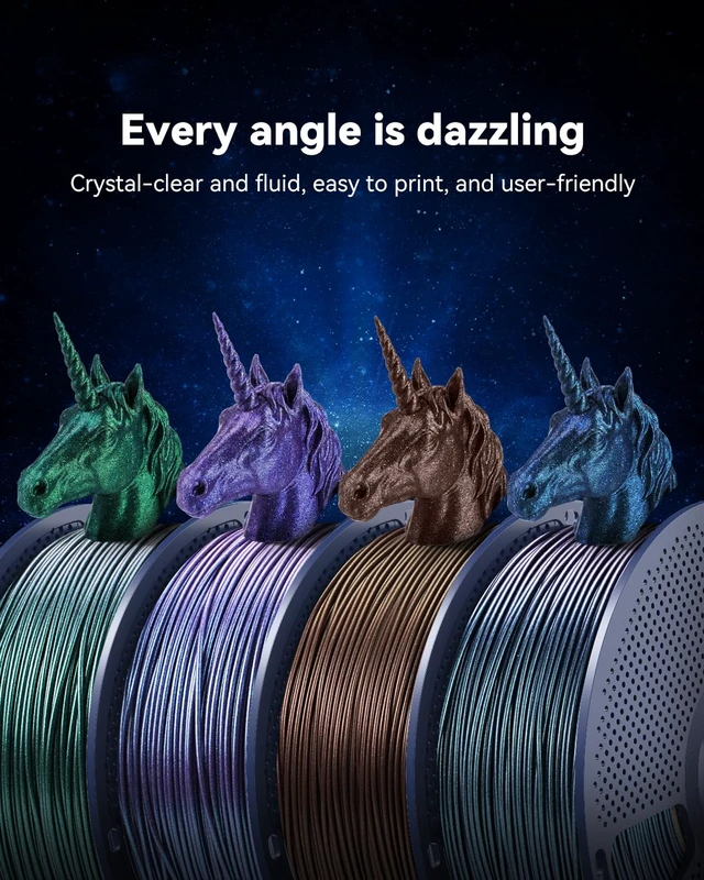Alt view image 2 of 7 - SUNLU Galaxy PLA Filament 1.75mm, Black Green Purple Brown, 4 Pack | 4KG Bundle, Color-Shifting, Pearlescent Glitter PLA 3D Printer Filament, For Most FDM 3D Printers, 1KG Spool