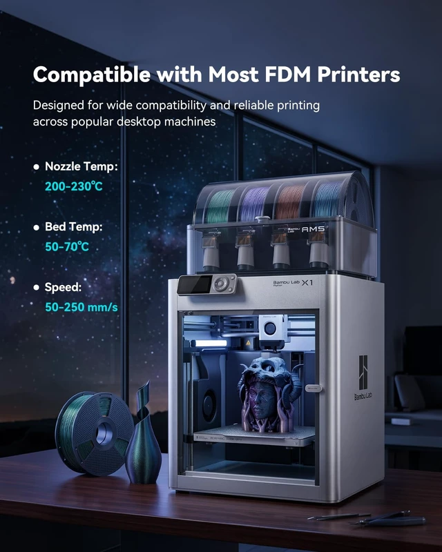 Alt view image 7 of 7 - SUNLU Galaxy PLA Filament 1.75mm, Black Green Purple Brown, 4 Pack | 4KG Bundle, Color-Shifting, Pearlescent Glitter PLA 3D Printer Filament, For Most FDM 3D Printers, 1KG Spool
