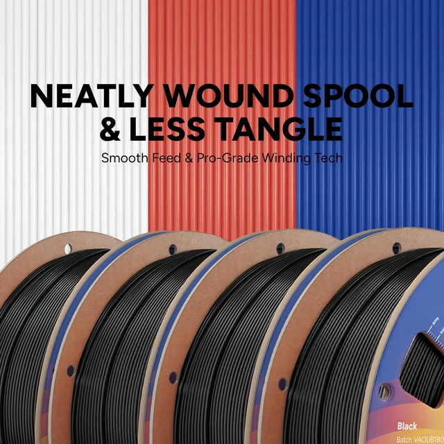 Alt view image 3 of 7 - OVERTURE 4KG Bundle High Speed PLA Filament 1.75mm, 3D Printer Filament | Neatly Wound 4 Pack 1kg Spool (2.2lbs) Rapid PLA, Dimensional Accuracy +/- 0.02 mm, Fit Most FDM 3D Printers (Black*4)