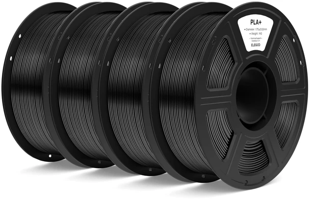 Main image of ELEGOO PLA+ 3D Printer Filament 1.75mm Black 4KG | High Toughness PLA Plus, Dimensional Accuracy +/- 0.02mm, 4pcs 1kg Spools, Fits for Most FDM 3D Printers