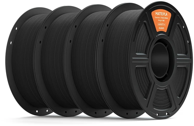 Main image of ELEGOO Matte PLA 3D Printer Filament 1.75mm Black 4KG | High Precision, 4pcs 1kg Spools (2.2lbs), Fits for Most FDM 3D Printers