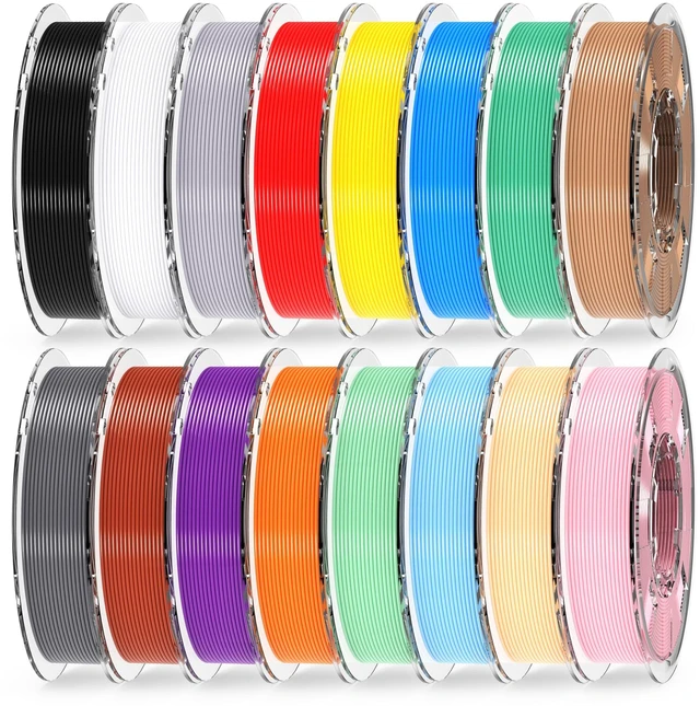 Main image of RAMBERY 200gx16 PLA+ Filament Bundle 1.75mm, 16 Colors PLA Plus 3D Printing Filaments, Dimensional Accuracy +/- 0.02 mm, 200gX16 Spools