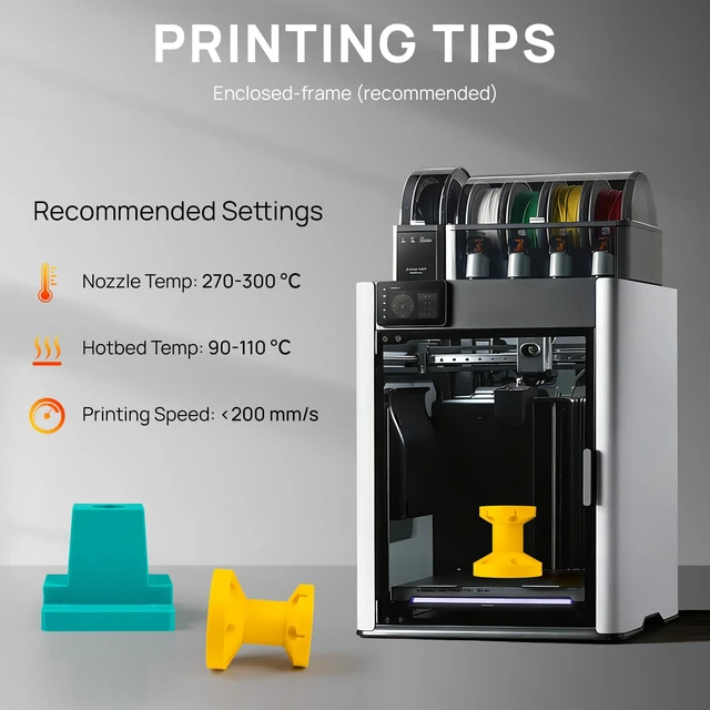 Alt view image 4 of 5 - TINMORRY PC-GF Glass Fiber 3D Printer Filament 1.75mm, 1 KG, Carter Yellow | Glass Fiber Reinforced PC, High Heat Resistance, High Strength & Impact Resistance, Functional Parts, Prototypes