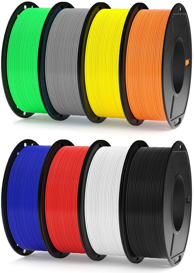 Main image of ELEGOO PLA 3D Printer Filament Bundle 1.75mm 8 Colors 250g*8 | Black/White/Red/Dark Blue/Gray/Yellow/Orange/Neon Green, Dimensional Accuracy +/- 0.02mm, 8 Pack 250g Spool