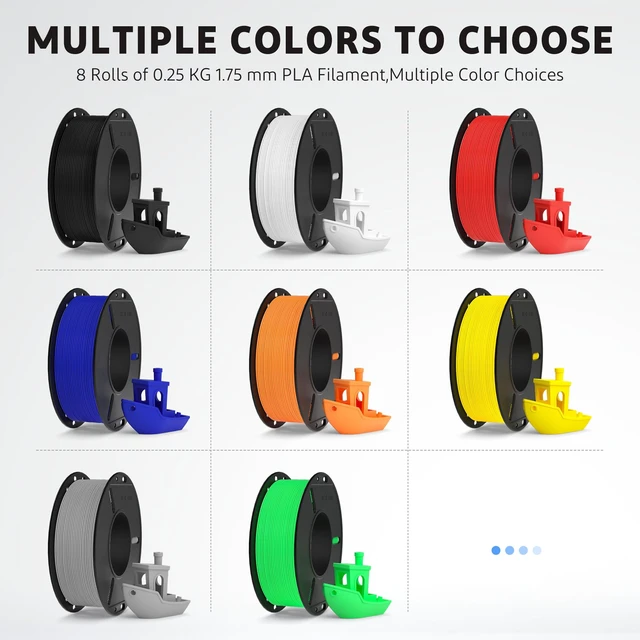 Alt view image 2 of 7 - ELEGOO PLA 3D Printer Filament Bundle 1.75mm 8 Colors 250g*8 | Black/White/Red/Dark Blue/Gray/Yellow/Orange/Neon Green, Dimensional Accuracy +/- 0.02mm, 8 Pack 250g Spool