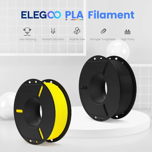 Alt view image 3 of 7 - ELEGOO PLA 3D Printer Filament Bundle 1.75mm 8 Colors 250g*8 | Black/White/Red/Dark Blue/Gray/Yellow/Orange/Neon Green, Dimensional Accuracy +/- 0.02mm, 8 Pack 250g Spool
