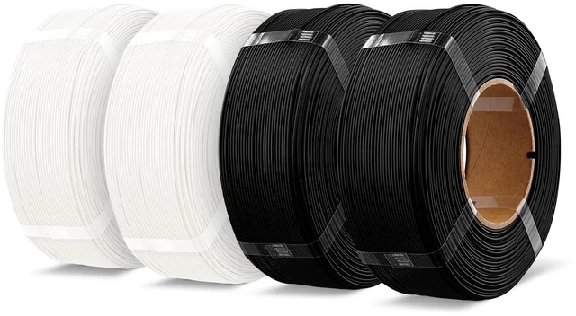 Main image of OVERTURE 4 Pack 1kg High Speed Refill PLA+ Filament, Black*2 + White*2 | Upgraded Rapid PLA 2.0 with Enhanced Toughness & Stability, 1kg (2.2lb) Refilament for Bambu Lab, Fit Most FDM 3D Printers