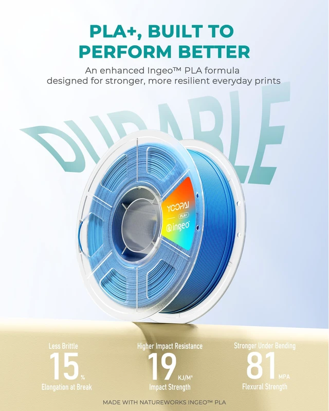 Alt view image 5 of 7 - INGEO PLA Plus Filament 1.75mm Bundle, 250g×8 for Bambu Lab 3D Printer | NatureWorks Pure PLA for Reliable Printing, Dimensional Accuracy ±0.03 mm, Red+Orange+Cyan+Yellow+Green+Blue+Purple+Magenta