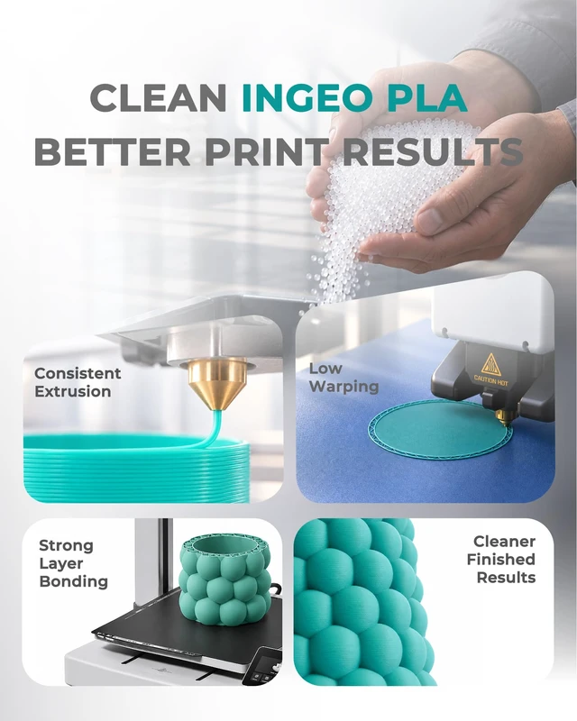 Alt view image 4 of 7 - INGEO PLA Plus Filament 1.75mm Bundle, 250g×8 for Bambu Lab 3D Printer | NatureWorks Pure PLA for Reliable Printing, Dimensional Accuracy ±0.03 mm, Red+Orange+Cyan+Yellow+Green+Blue+Purple+Magenta