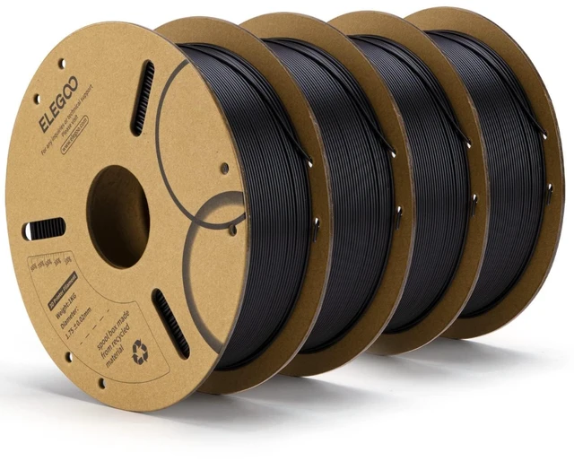 Main image of ELEGOO PLA 3D Printer Filament 1.75mm Black 4KG | Bundle Filament, Dimensional Accuracy +/- 0.02mm, 4 Pack 1kg Spools 3D Printing Filament, Fits Most FDM 3D Printers