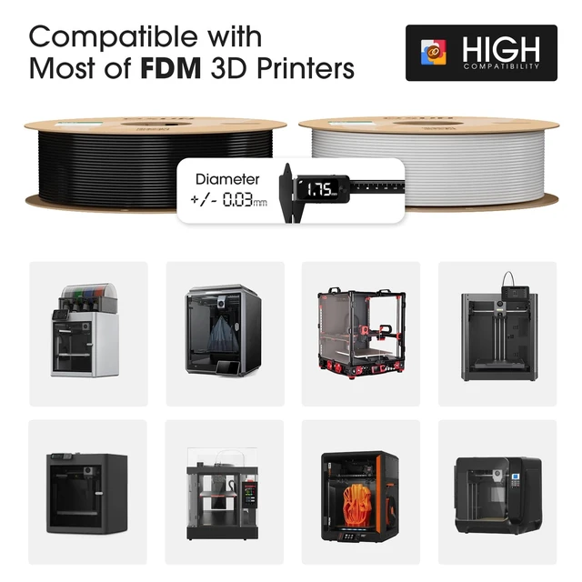 Alt view image 3 of 7 - eSUN PLA+ Filament 3D Printer Filament PLA Plus 2KG Bone White | PLA Plus 1.75mm, Dimensional Accuracy +/- 0.03mm, 1KG per Spool, 2 Spools 3D Printing Filament