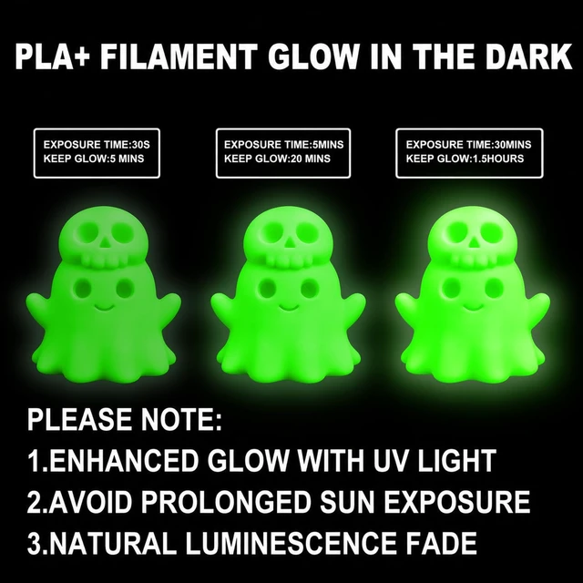 Alt view image 4 of 7 - Meuymeu 8P Multicolor Glow in the Dark PLA+ & Tricolor Silk Filament 1.75mm | 200g Spool Bundle 3D Printer Fillament with Shiny Tricolor and Glow in the Dark Colors, BubbleFree & Smooth Printing