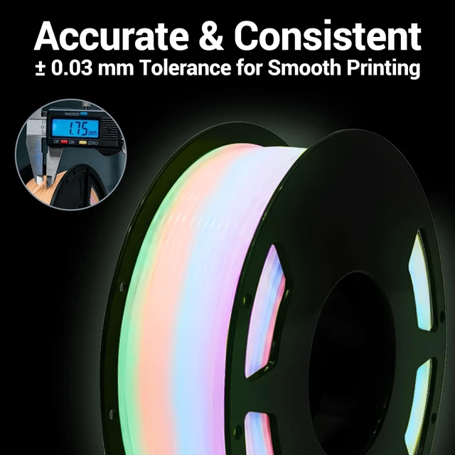 Alt view image 6 of 7 - Meuymeu 8P Multicolor Glow in the Dark PLA+ & Tricolor Silk Filament 1.75mm | 200g Spool Bundle 3D Printer Fillament with Shiny Tricolor and Glow in the Dark Colors, BubbleFree & Smooth Printing