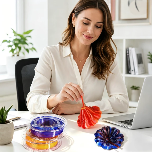 Alt view image 2 of 7 - Dynta 3D Printer Filament Bundle, Silk PLA 6x250g Shiny Dual Color 1.75mm | Multicolor Vibrant Silk PLA for FDM 3D Printer, Red-Gold/Blue/Green, Blue-Green/Purple, Yellow for Arts & Crafts