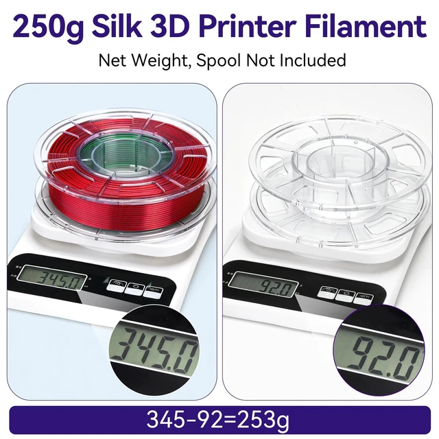 Alt view image 5 of 7 - Dynta 3D Printer Filament Bundle, Silk PLA 6x250g Shiny Dual Color 1.75mm | Multicolor Vibrant Silk PLA for FDM 3D Printer, Red-Gold/Blue/Green, Blue-Green/Purple, Yellow for Arts & Crafts