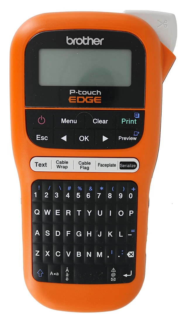 Alt view image 2 of 7 - Brother PT-E105 P-Touch Edge Handheld Industrial Monochrome Label Maker with Interactive Menu and Automatic Lamination (AAA Batteries Not Included)