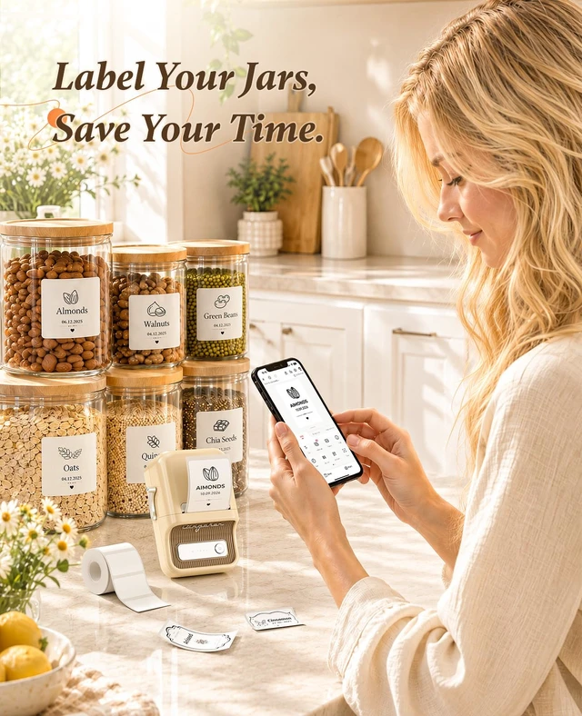 Alt view image 3 of 7 - NIIMBOT B21 Label Maker, Thermal Label Printer, Portable Inkless Label Makers for Home/Office/Business, with 1 Pack 50x30mm White Label, Compatible with iOS & Android, (White)