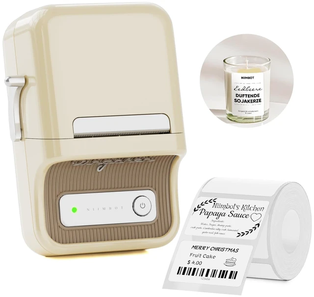 Main image of NIIMBOT B21 Label Maker, Thermal Label Printer, Portable Inkless Label Makers for Home/Office/Business, with 1 Pack 50x30mm White Label, Compatible with iOS & Android, (White)