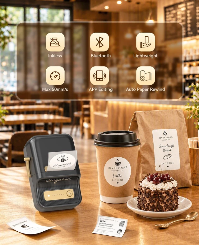 Alt view image 5 of 7 - NIIMBOT B21 Label Maker, 2 Inch Portable Inkless Label Machine, Black | Thermal Label Printer with 1 Pack 50x30mm White Label for Home/Office/Business, Compatible with iOS & Android