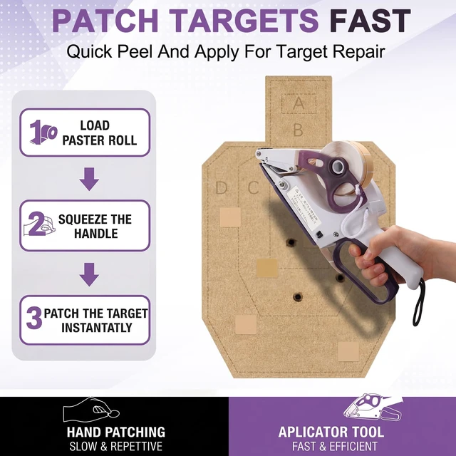 Alt view image 3 of 7 - ElaraBerry Target Paster Gun, Handheld Label Applicator Shooting Targets | Manual Sticker Applicator for Paper Targets, Tape Dispenser for Range Maintenance, Quick Patch Tool for Training