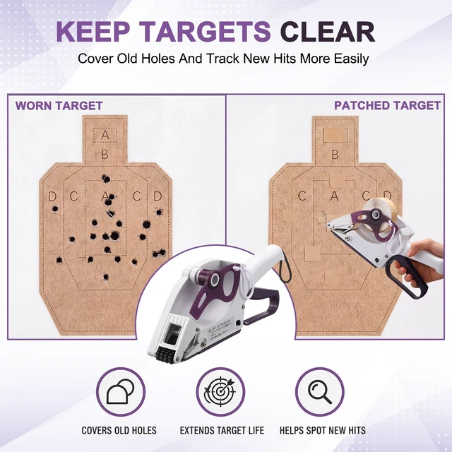 Alt view image 5 of 7 - ElaraBerry Target Paster Gun, Handheld Label Applicator Shooting Targets | Manual Sticker Applicator for Paper Targets, Tape Dispenser for Range Maintenance, Quick Patch Tool for Training