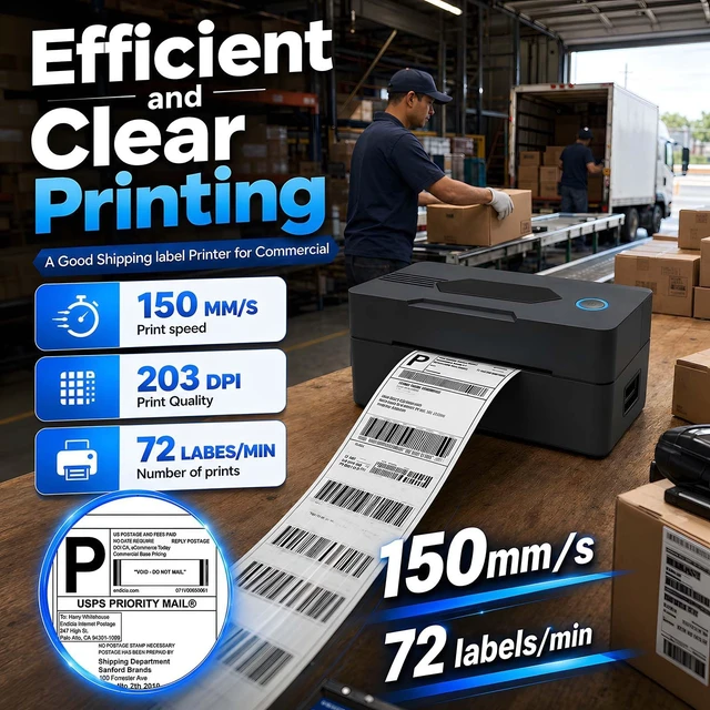 Alt view image 2 of 6 - PKMHLXS Bluetooth Thermal Shipping Label Printer, 4x6, Black | Wireless Thermal Label Printer for Small Business, Compatible with Android, iPhone, Windows & Mac