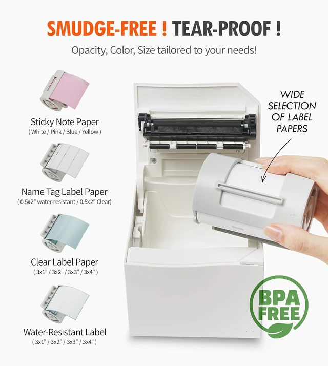 Alt view image 5 of 7 - MANGOSLAB Nemonic AI Sticky Note Label Printer | Inkless Bluetooth Thermal Label Printer for Small Business | Durable Shipping Label Maker & Portable Wireless