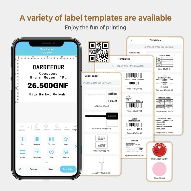 Alt view image 6 of 7 - M110 Label Makers - Portable Bluetooth Thermal Label Maker Machine | Label Printer for Name, Barcode, Clothing, Jewelry, Retail, Mailing, for Android & iOS , with 1Pack 40×30mm Label, White