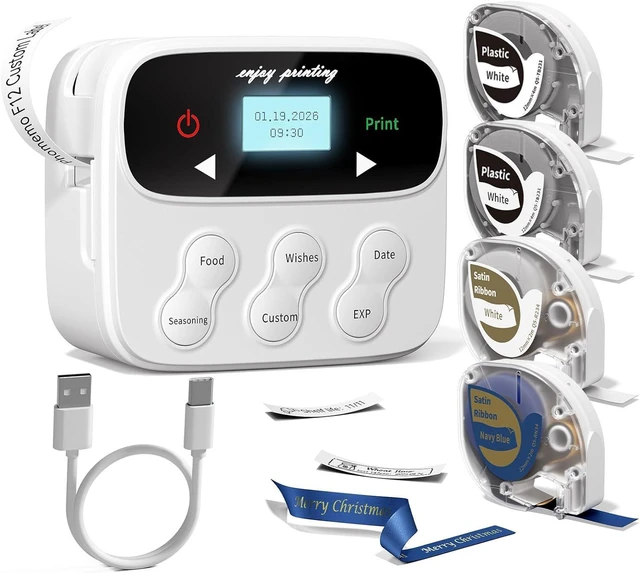 Main image of Phomemo F12 Ribbon Label Printer, Magnetic Label Maker Machine with 4 Tapes | No Typing Required, One-Click Printing, Handheld Rechargeable Backlit-LCD Screen for Home Food School Gift Wrapping Fridge