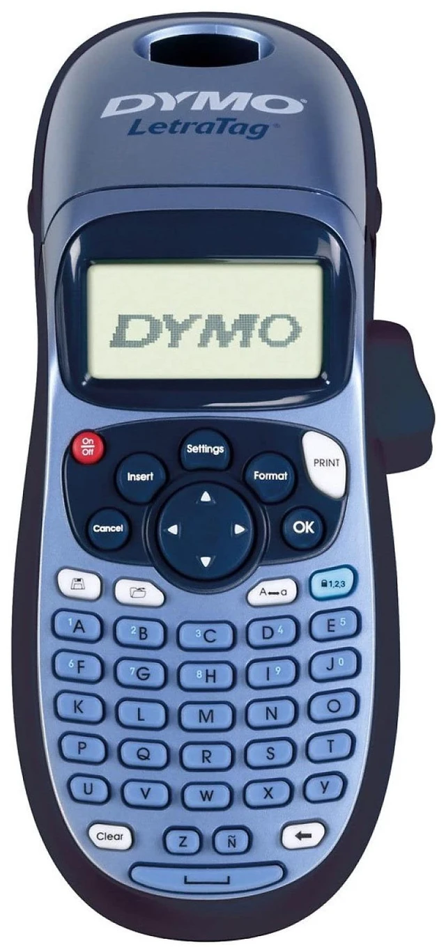 Main image of Dymo S0883990 LetraTag Handheld Label Maker, ABC Keyboard Label Printer with Easy-to-Use, 13 Character LCD Screen, for Home or Office, Blue, LT-100H, UK Version