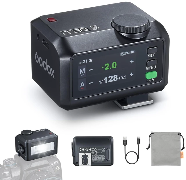 Main image of Godox iT30Pro O iT30Pro-O Mini Flash for Olympus Panasonic, 2.4G TTL Flash | 1/8000s HSS Speedlite, 2.8" Full-Color Touchscreen, 560 Full Power Flashes, Built-in Diffuser and Lithium Battery(Black)