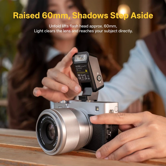 Alt view image 3 of 7 - VILTROX Vintage Z2 TTL Retro Foldable Mini Camera Flash for Fuji Camera | 52g Mini Flash for Portrait, 60mm Raised Head Camera Flash Light, TTL & Manual Modes, USB-C 700 Full-Power Flashes, Softbox