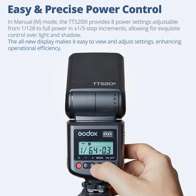 Alt view image 4 of 7 - GODOX TT520III Universal Camera Flash Speedlite(TT520II Upgraded) | Built-in Receiver and RT Transmitter,S1/S2 Modes,8 Power Levels,Compatible with Canon Nikon Olympus Fujifilm Panasonic