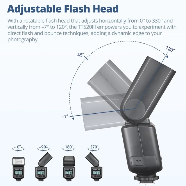 Alt view image 6 of 7 - GODOX TT520III Universal Camera Flash Speedlite(TT520II Upgraded) | Built-in Receiver and RT Transmitter,S1/S2 Modes,8 Power Levels,Compatible with Canon Nikon Olympus Fujifilm Panasonic