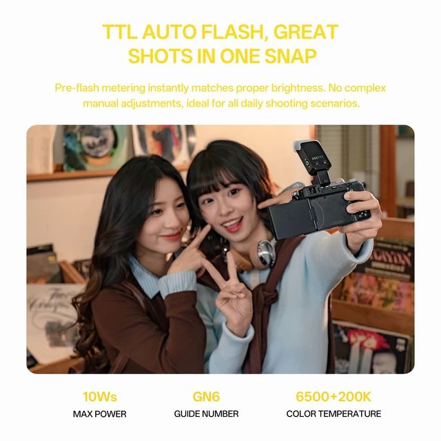 Alt view image 3 of 7 - VILTROX Z2 TTL Camera Flash, Foldable Camera Speedlite (for Nikon) | TTL Flash, 52g Lightweight, 60mm Pop-Up Foldable, 5-Level Manual Power, USB-C Rechargeable Hot Shoe Speedlite With Diffuser