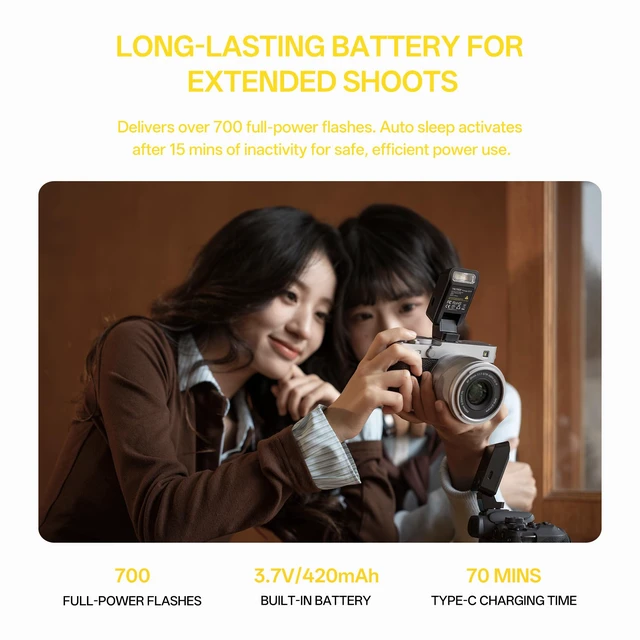 Alt view image 7 of 7 - VILTROX Z2 TTL Camera Flash, Foldable Camera Speedlite (for Nikon) | TTL Flash, 52g Lightweight, 60mm Pop-Up Foldable, 5-Level Manual Power, USB-C Rechargeable Hot Shoe Speedlite With Diffuser