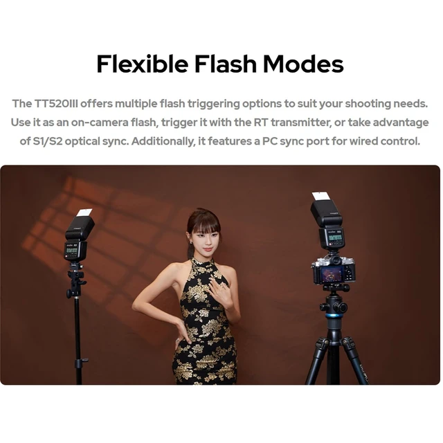 Alt view image 5 of 7 - Godox TT520III Camera Flash for Sony Canon Nikon Panasonic Olympus Pentax | NO TTL, GN33, 1.8s Recycle Time, 400 Full Power Flash, Built-in Receiver and RT Transmitter (Godox TT520II Upgrade)